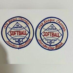 The AMATEUR SOFTBALL ASSOCIATION OF AMERICA Vintage Patches Macedon 1968 & 1970
